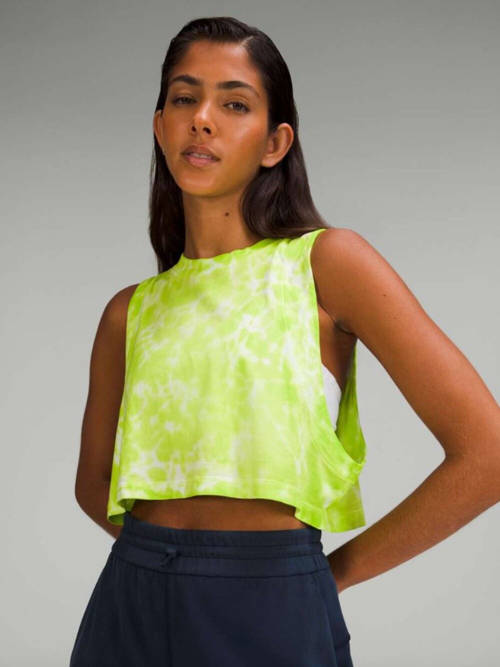 {Lululemon} All Yours Tie Dye Cropped Tank | Lime Green